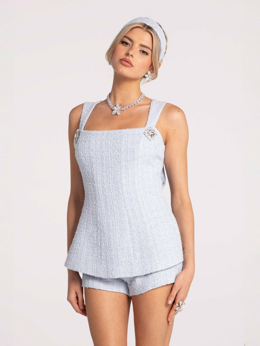 Anabella Bow Top: Blue Top for Brunch | Nana Jacqueline