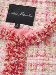 Bianca Metallic-Woven Tweed Pink Jacket: Pink Jacket for Bridal Shower | Nana Jacqueline