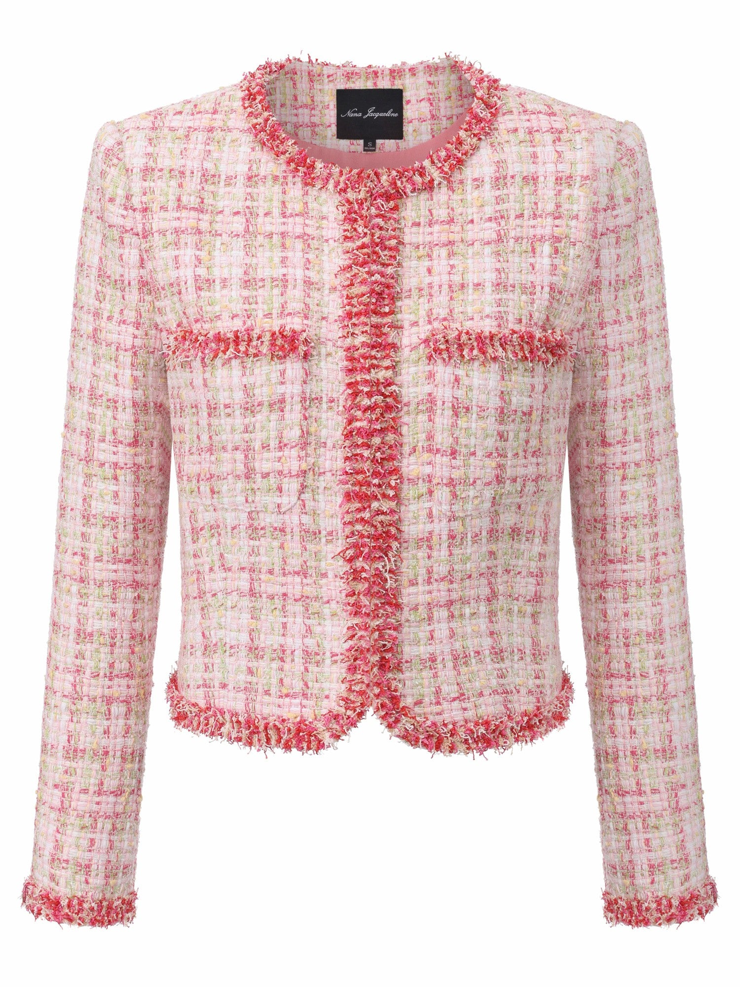 Bianca Metallic-Woven Tweed Pink Jacket: Pink Jacket for Bridal Shower | Nana Jacqueline