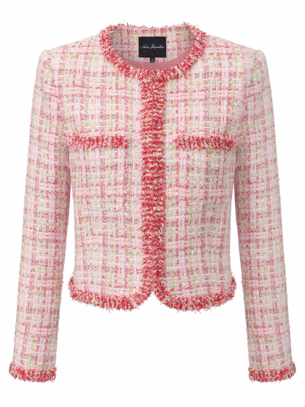 Bianca Metallic-Woven Tweed Pink Jacket: Pink Jacket for Bridal Shower | Nana Jacqueline