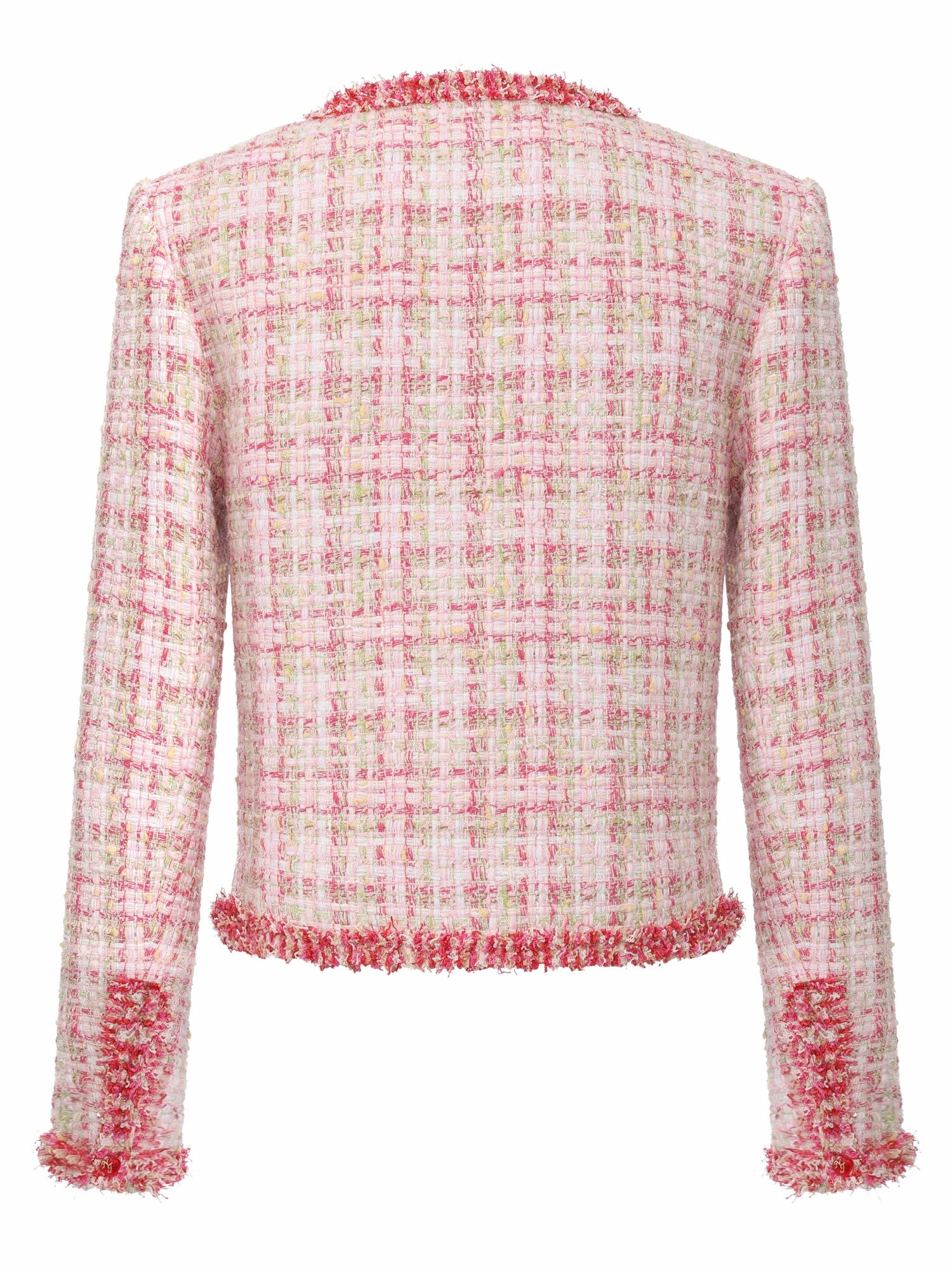 Bianca Metallic-Woven Tweed Pink Jacket: Pink Jacket for Bridal Shower | Nana Jacqueline