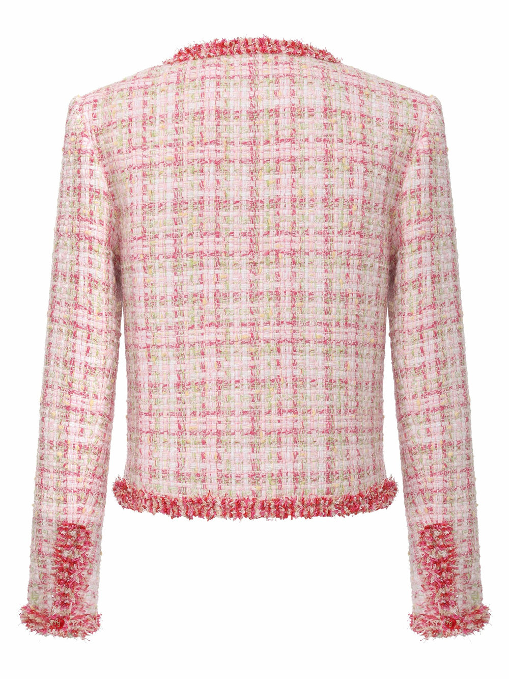 Bianca Metallic-Woven Tweed Pink Jacket: Pink Jacket for Bridal Shower | Nana Jacqueline