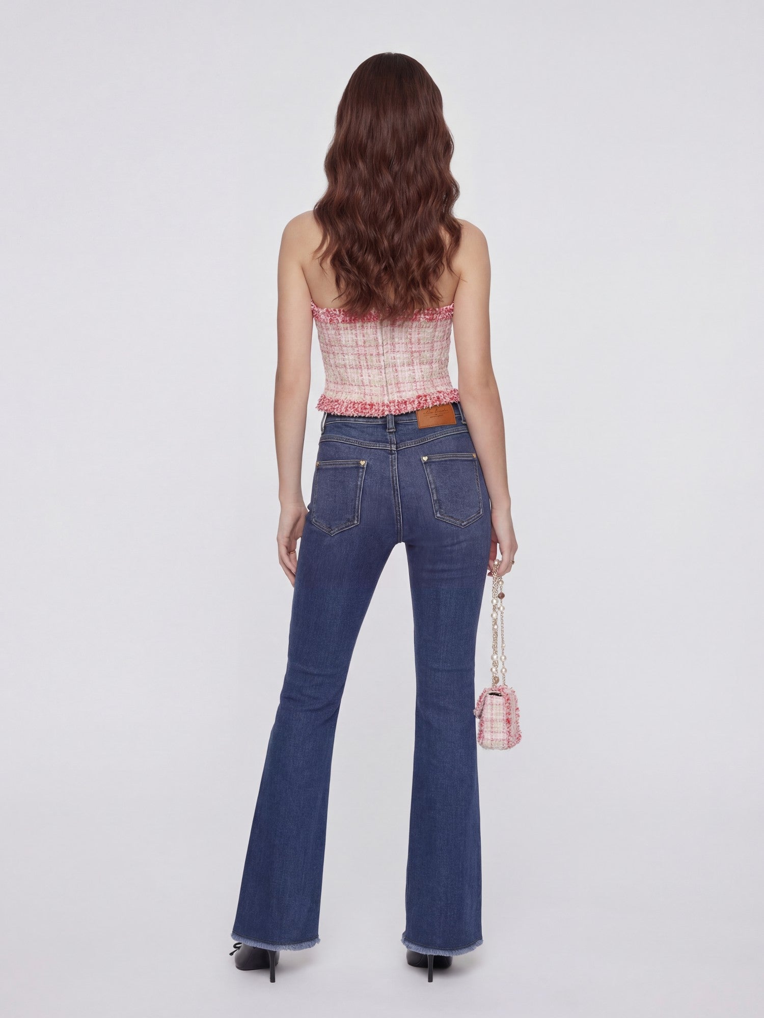 Bianca Metallic-Woven Tweed Halter Pink Top | Nana Jacqueline