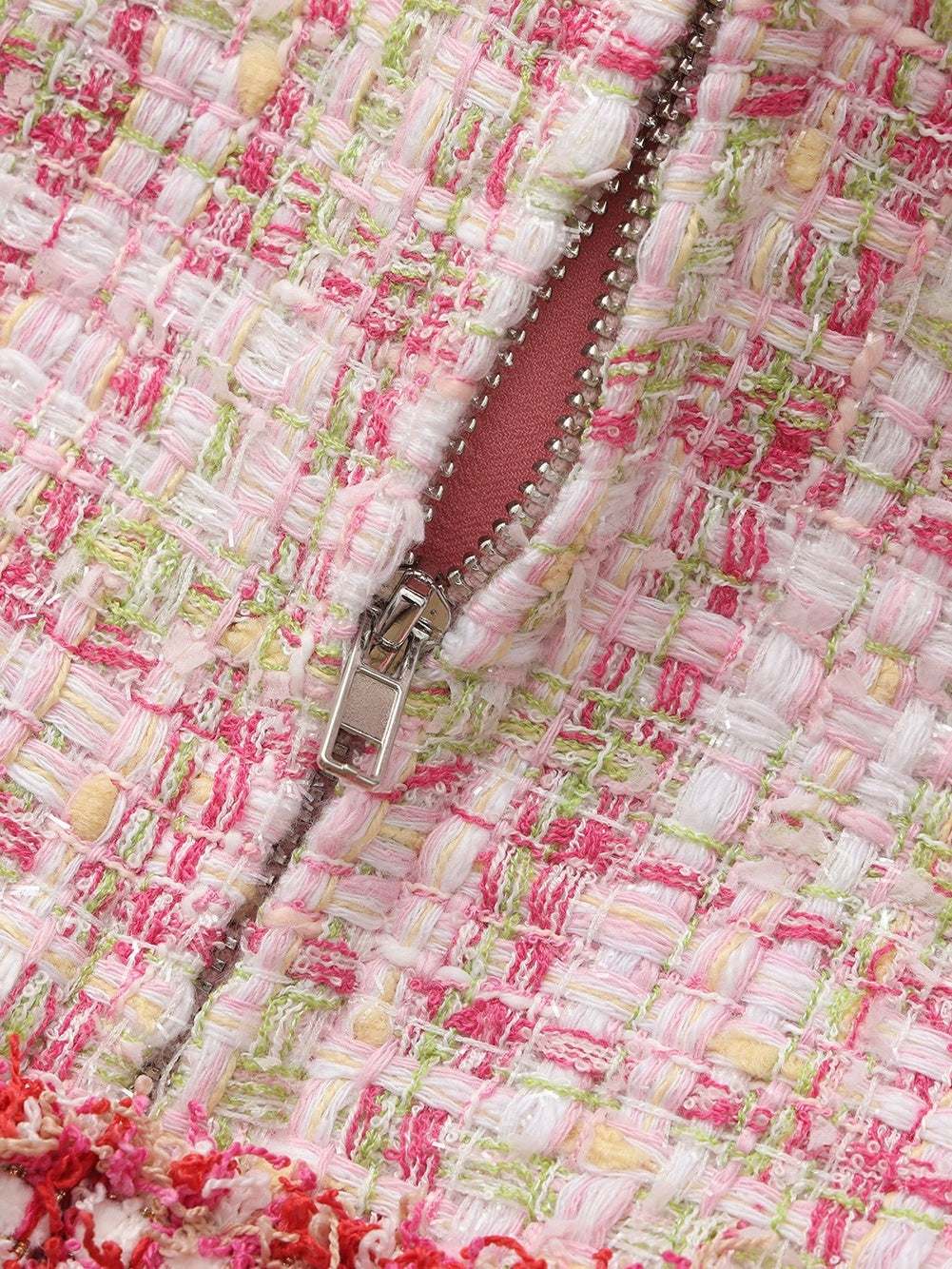 Bianca Metallic-Woven Tweed Halter Pink Top | Nana Jacqueline