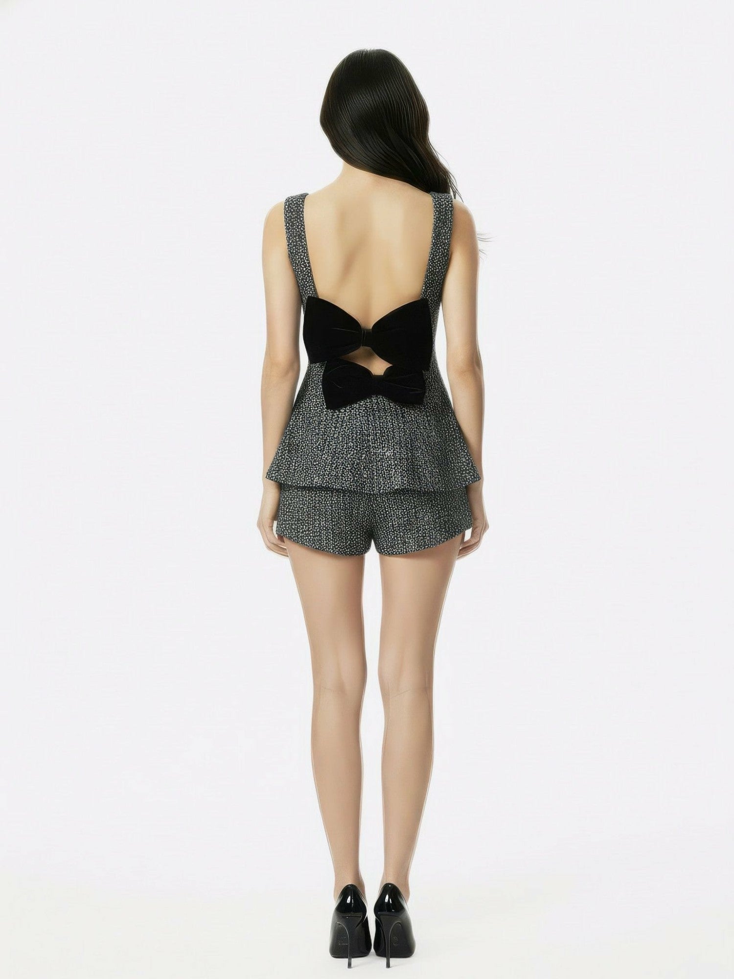 Anabella Bow Top: Black Silver Top for Cocktail Party | Nana Jacqueline