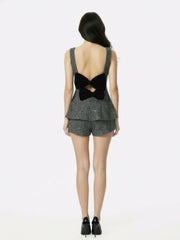 Anabella Bow Top: Black Silver Top for Cocktail Party | Nana Jacqueline