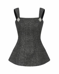 Anabella Bow Top: Black Silver Top for Cocktail Party | Nana Jacqueline