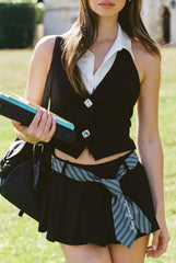 Anya Vest Top: Black Vest Top for Date Night | Nana Jacqueline