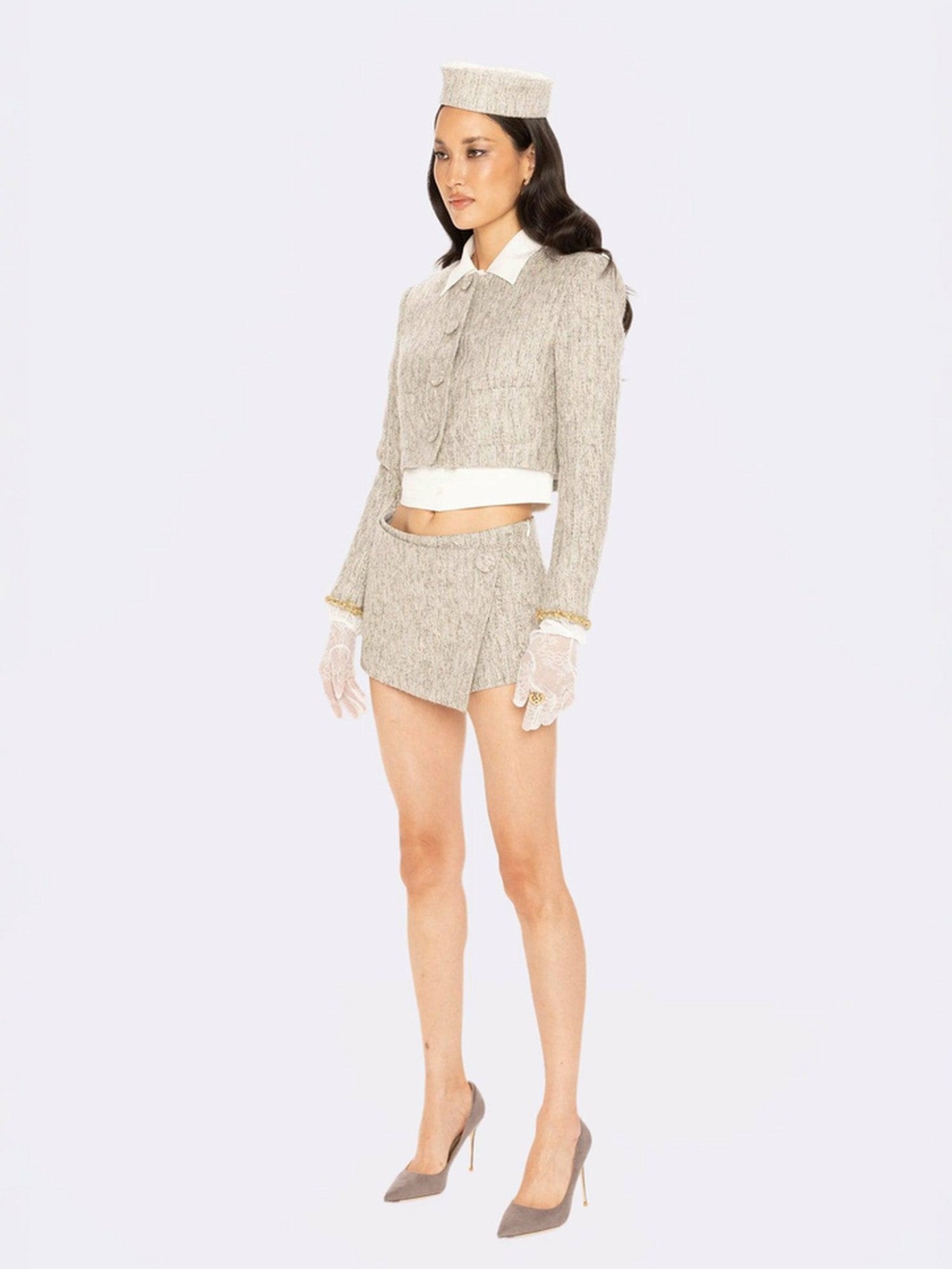 Francesca Cropped Coat: Gray Cropped Coat for Brunch | Nana Jacqueline