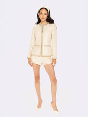 Evelyn Tweed Jacket: White Jacket for Bridal Shower | Nana Jacqueline