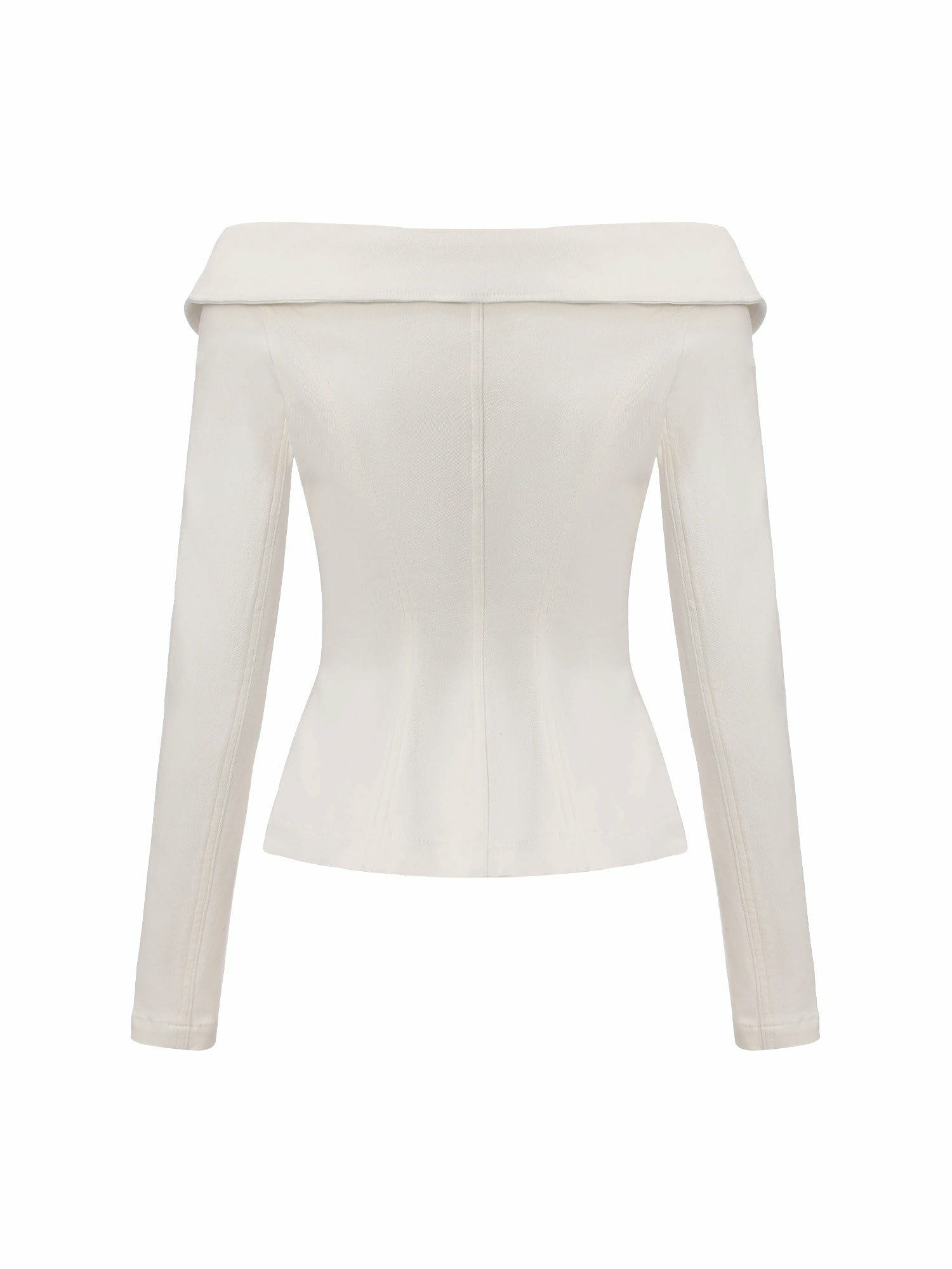 White Denim Double-Breasted Tailored Top | Nana Jacqueline