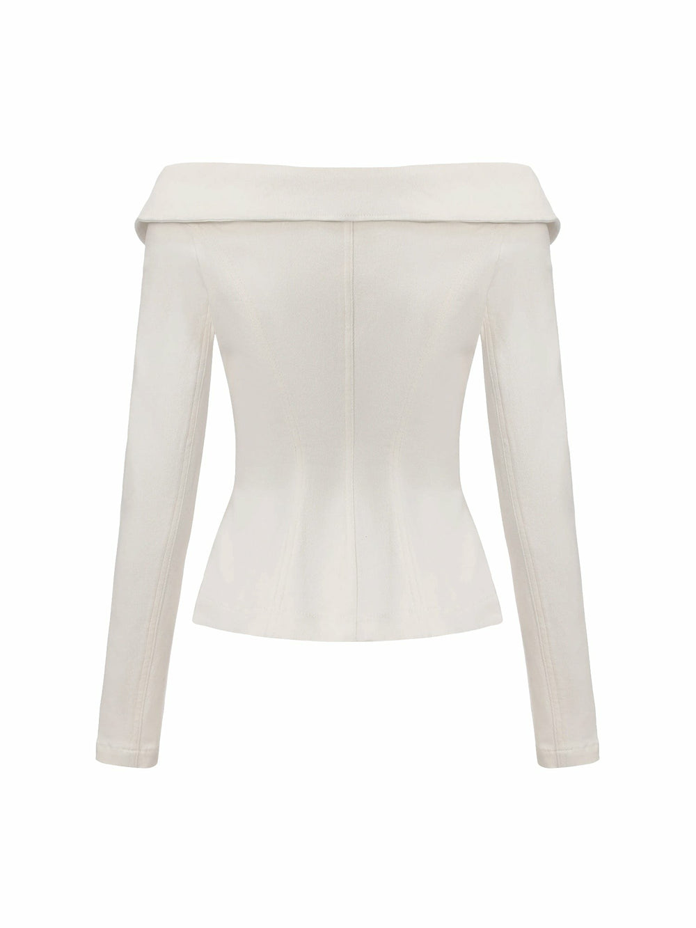White Denim Double-Breasted Tailored Top | Nana Jacqueline