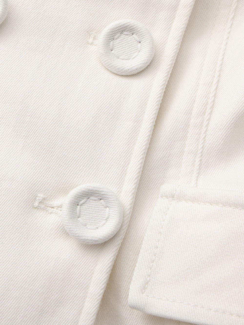 White Denim Double-Breasted Tailored Top | Nana Jacqueline