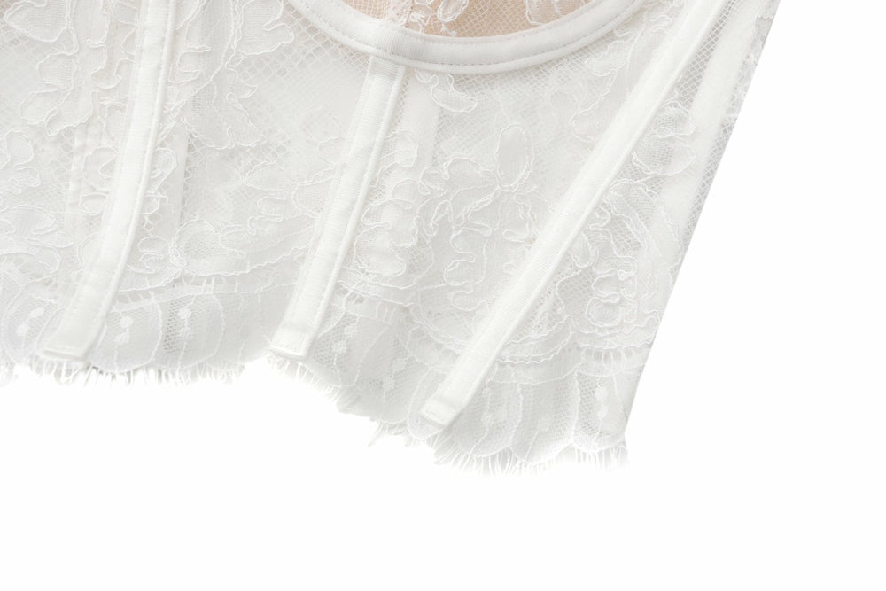 Audrina Lace Top: White Lace Top for Bachelorette Party | Nana Jacqueline