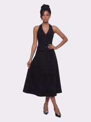 Amara Tailored Halter Black Vest: Black Vest for Cocktail Party | Nana Jacqueline