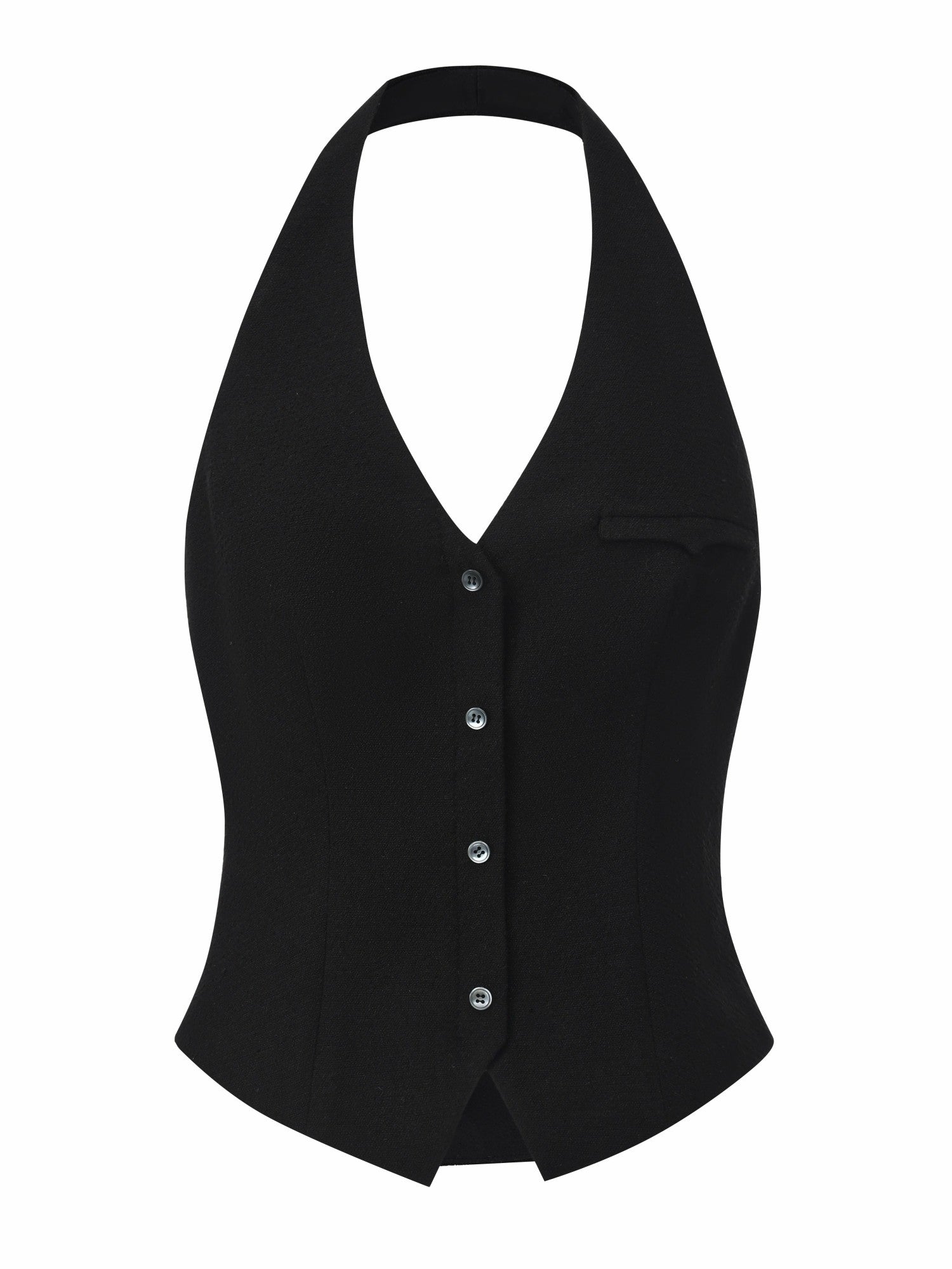 Amara Tailored Halter Black Vest: Black Vest for Cocktail Party | Nana Jacqueline