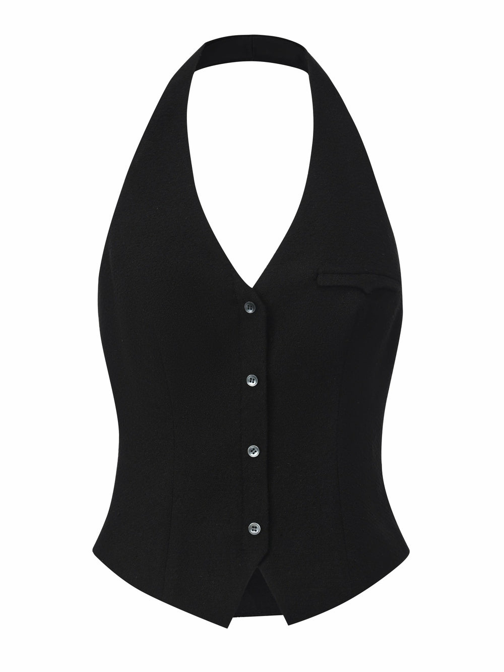Amara Tailored Halter Black Vest: Black Vest for Cocktail Party | Nana Jacqueline