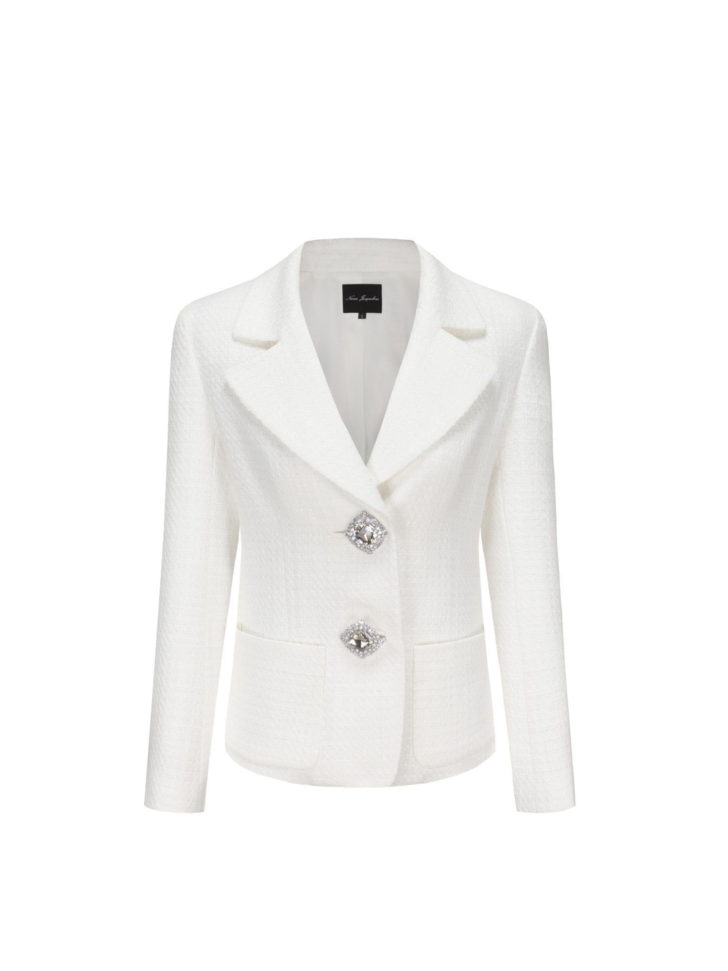 Maya Lapel Suit Jacket: White Suit Jacket for Engagement Party | Nana Jacqueline