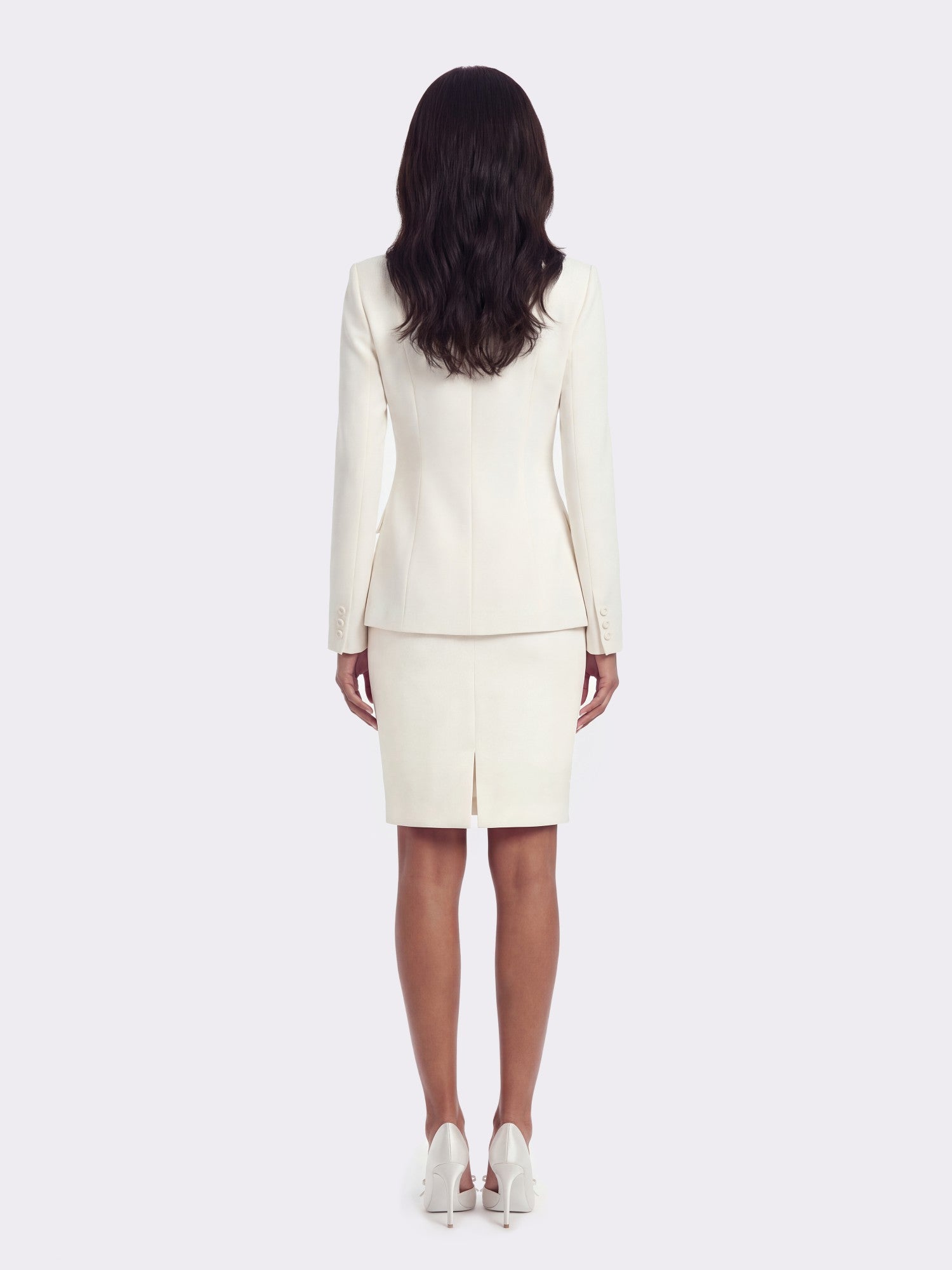 Yvette Satin Lapel Tailored White Structured Blazer | Nana Jacqueline