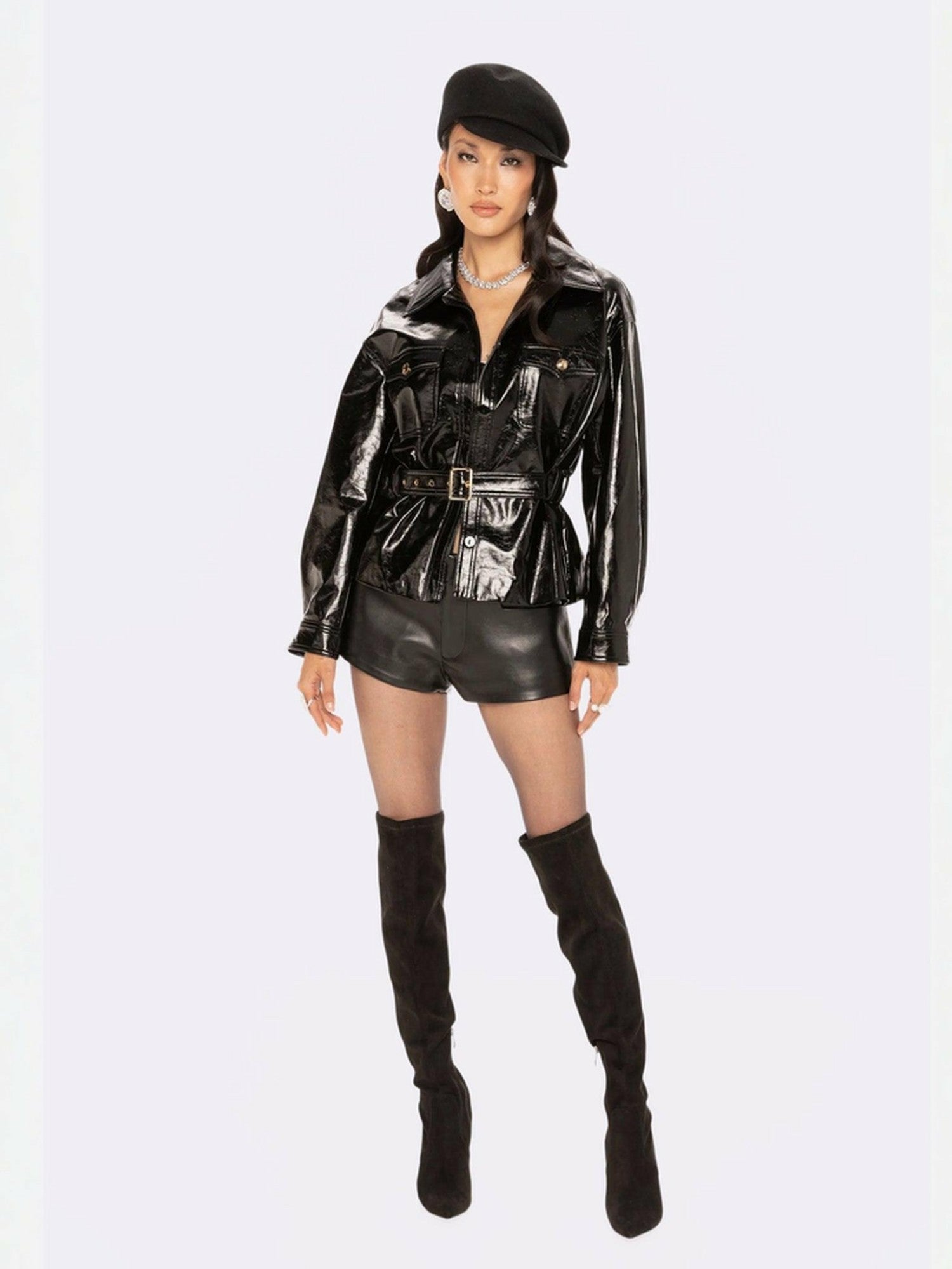 Isabella Vegan Leather Jacket: Black Jacket for Date Night | Nana Jacqueline
