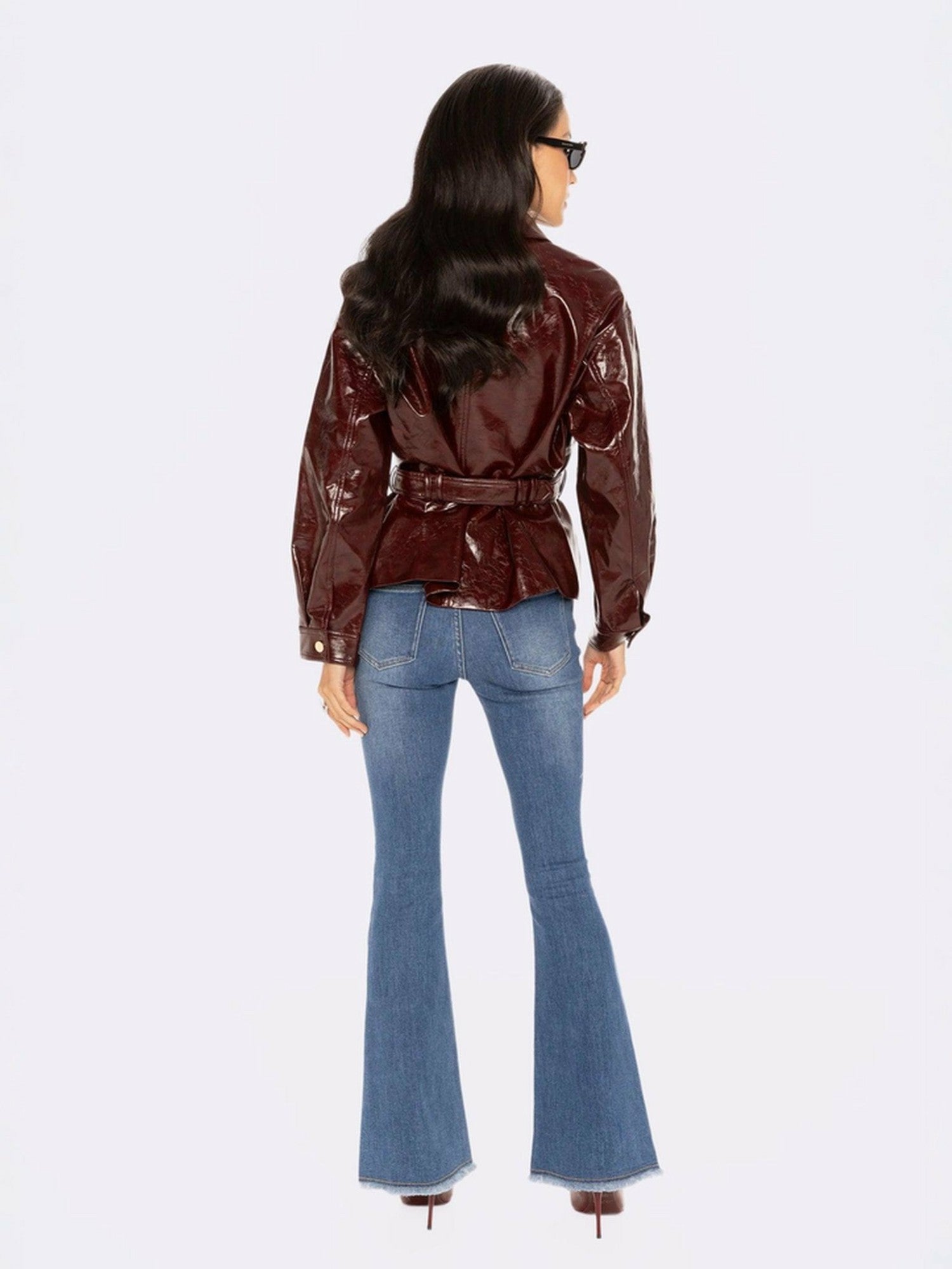 Isabella Vegan Leather Jacket: Claret Leather Jacket for Date Night | Nana Jacqueline