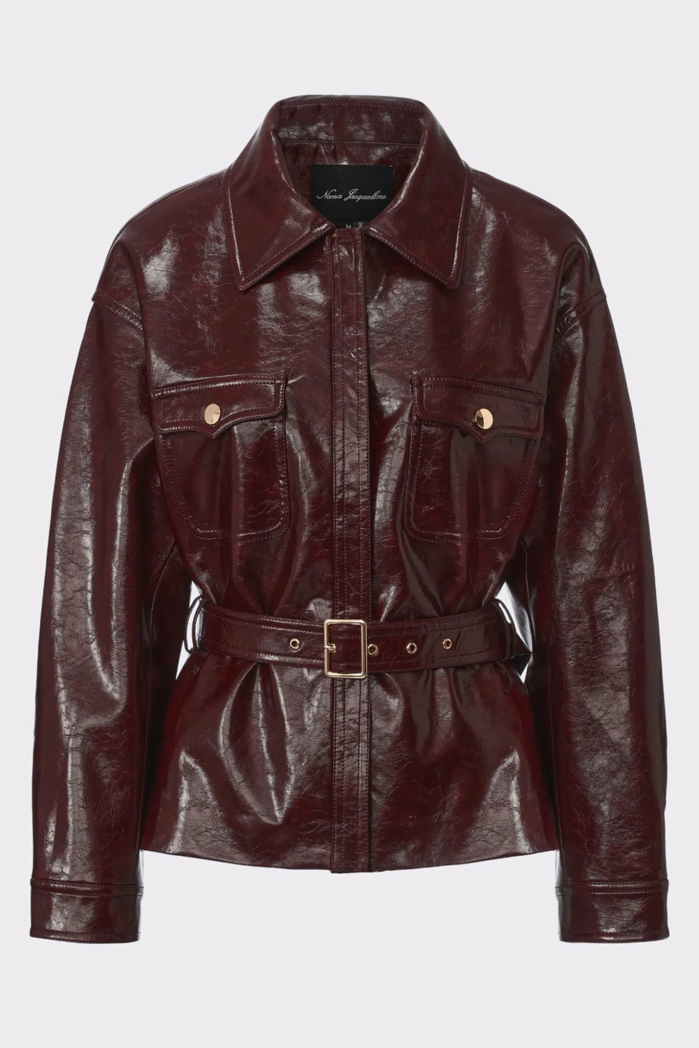 Isabella Vegan Leather Jacket: Claret Leather Jacket for Date Night | Nana Jacqueline