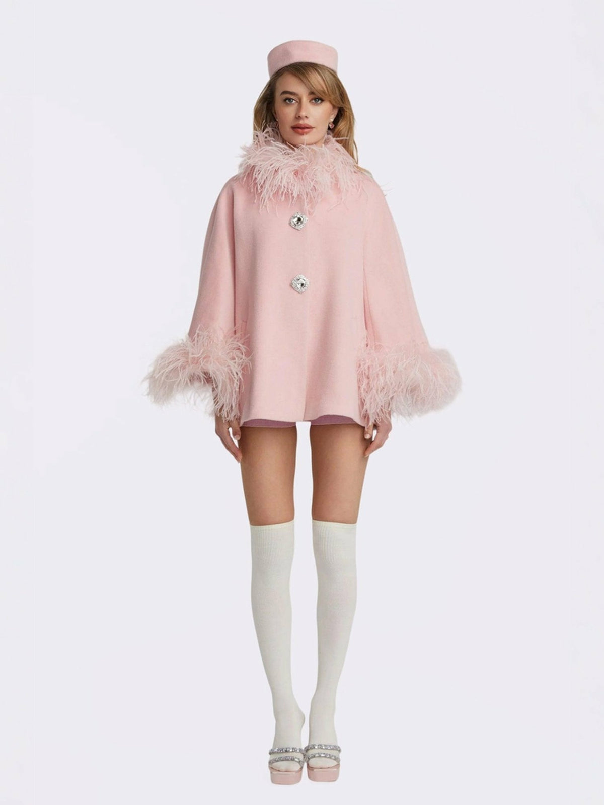 Angelica Feather Coat: Pink Coat for Holiday Party | Nana Jacqueline
