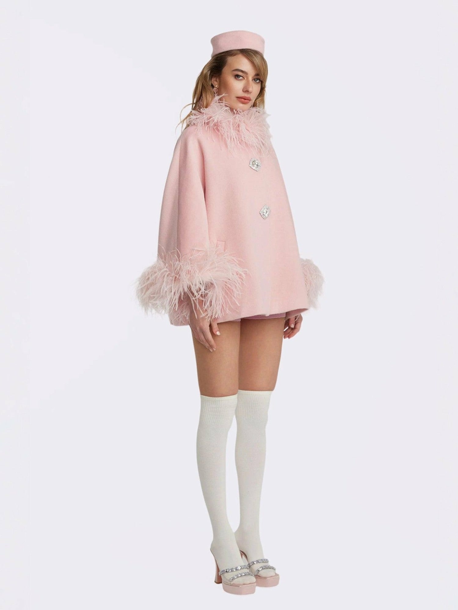 Angelica Feather Coat: Pink Coat for Holiday Party | Nana Jacqueline