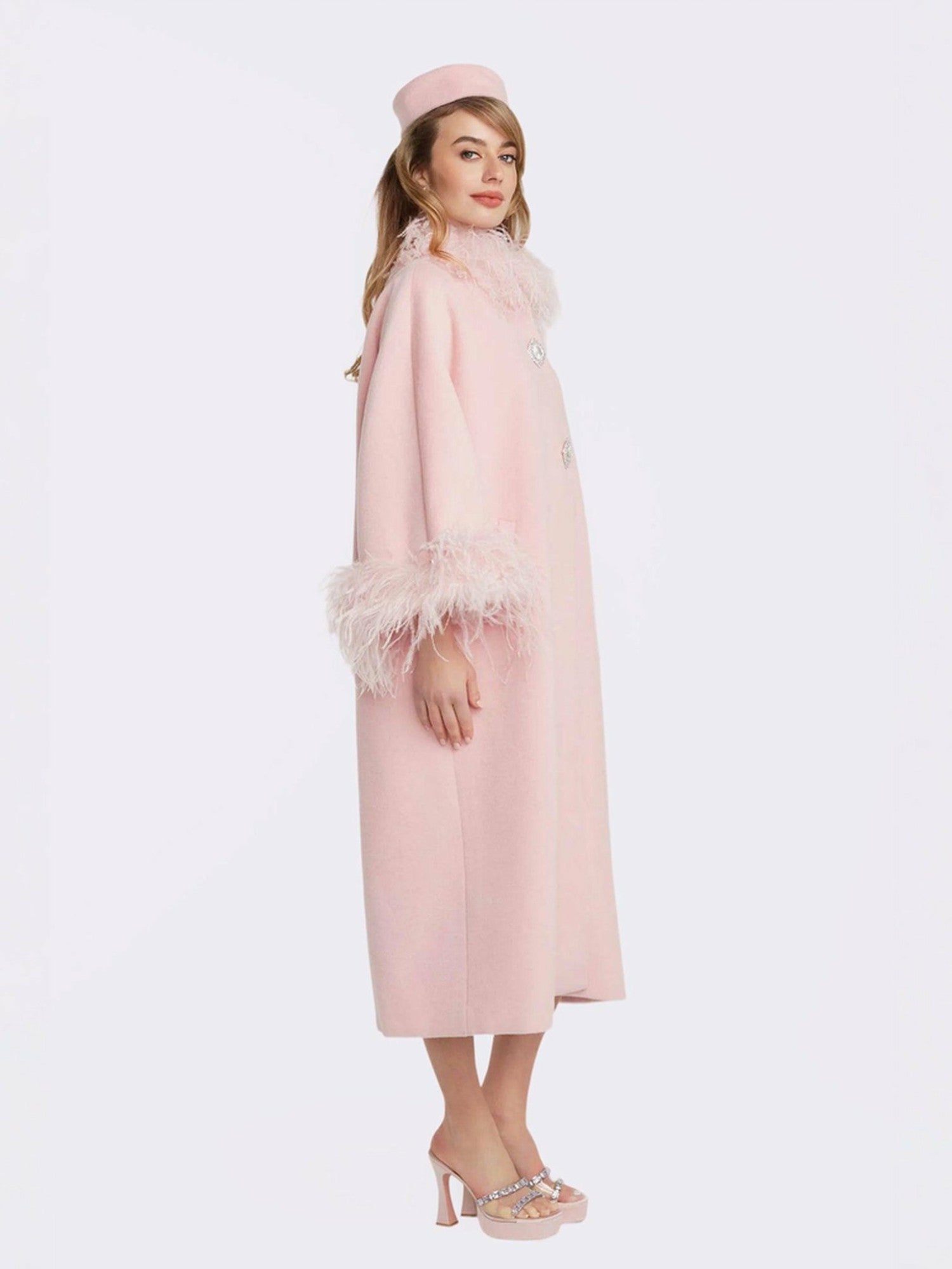 Nina Feather Coat: Pink Coat for Winter Wedding Guest | Nana Jacqueline
