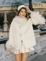 Angelica Feather Coat: White Coat for Winter Wedding | Nana Jacqueline