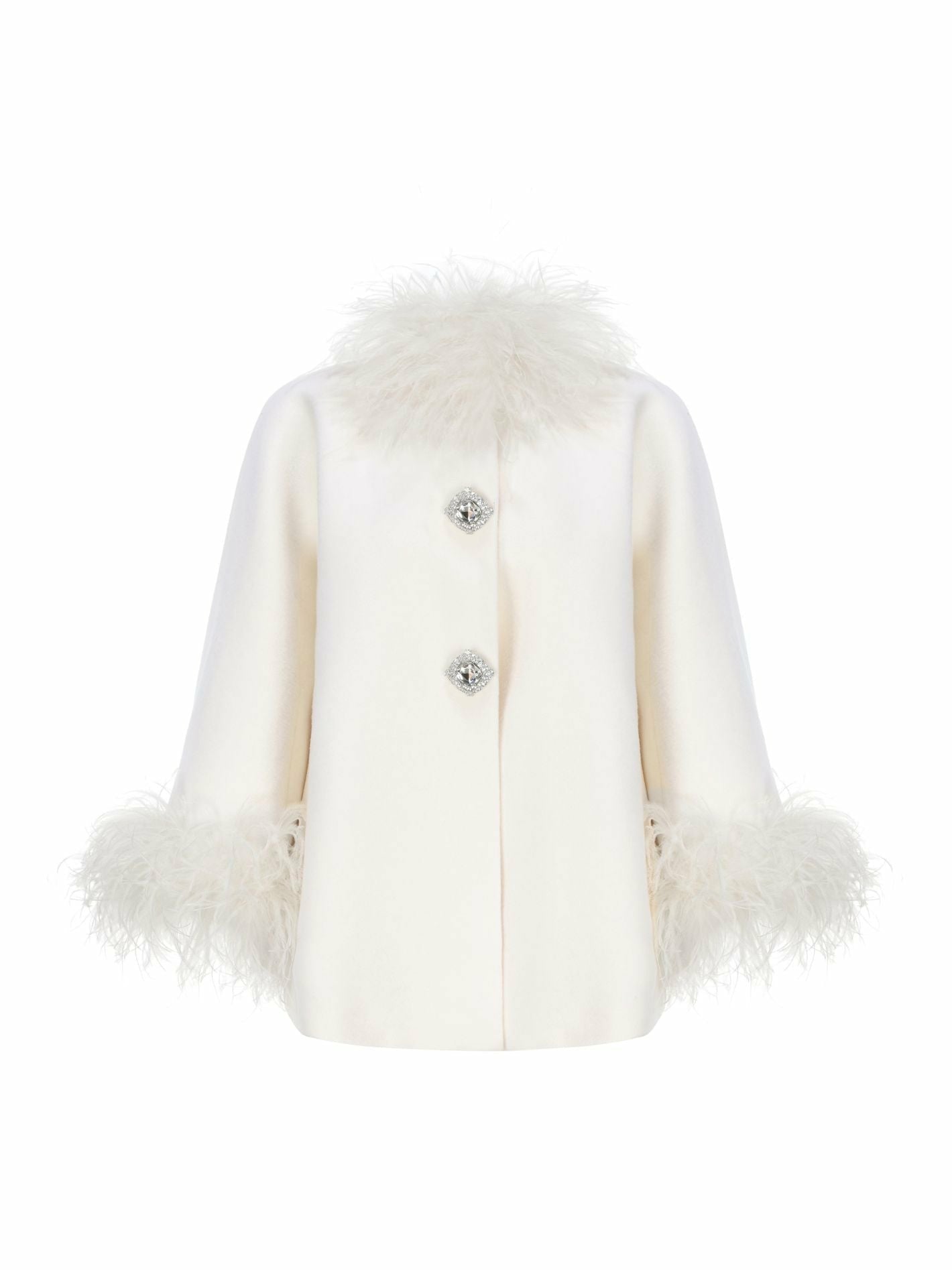 Angelica Feather Coat: White Coat for Winter Wedding | Nana Jacqueline
