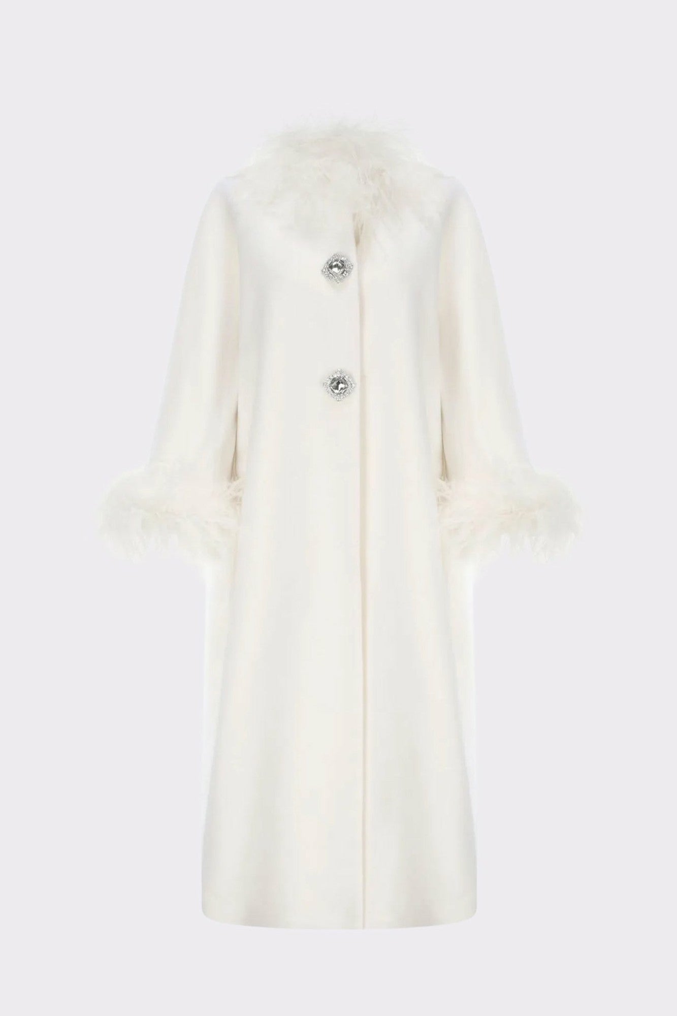Nina Feather Coat: White Coat for Winter Wedding Guest | Nana Jacqueline
