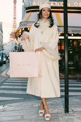 Nina Feather Coat: White Coat for Winter Wedding Guest | Nana Jacqueline