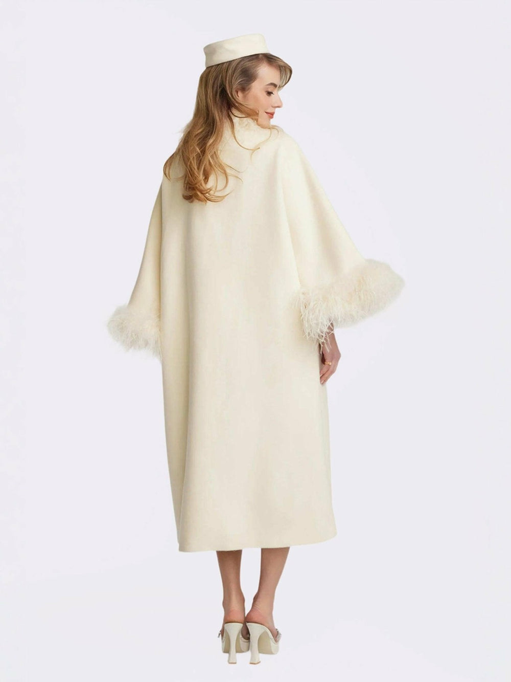 Nina Feather Coat: White Coat for Winter Wedding Guest | Nana Jacqueline