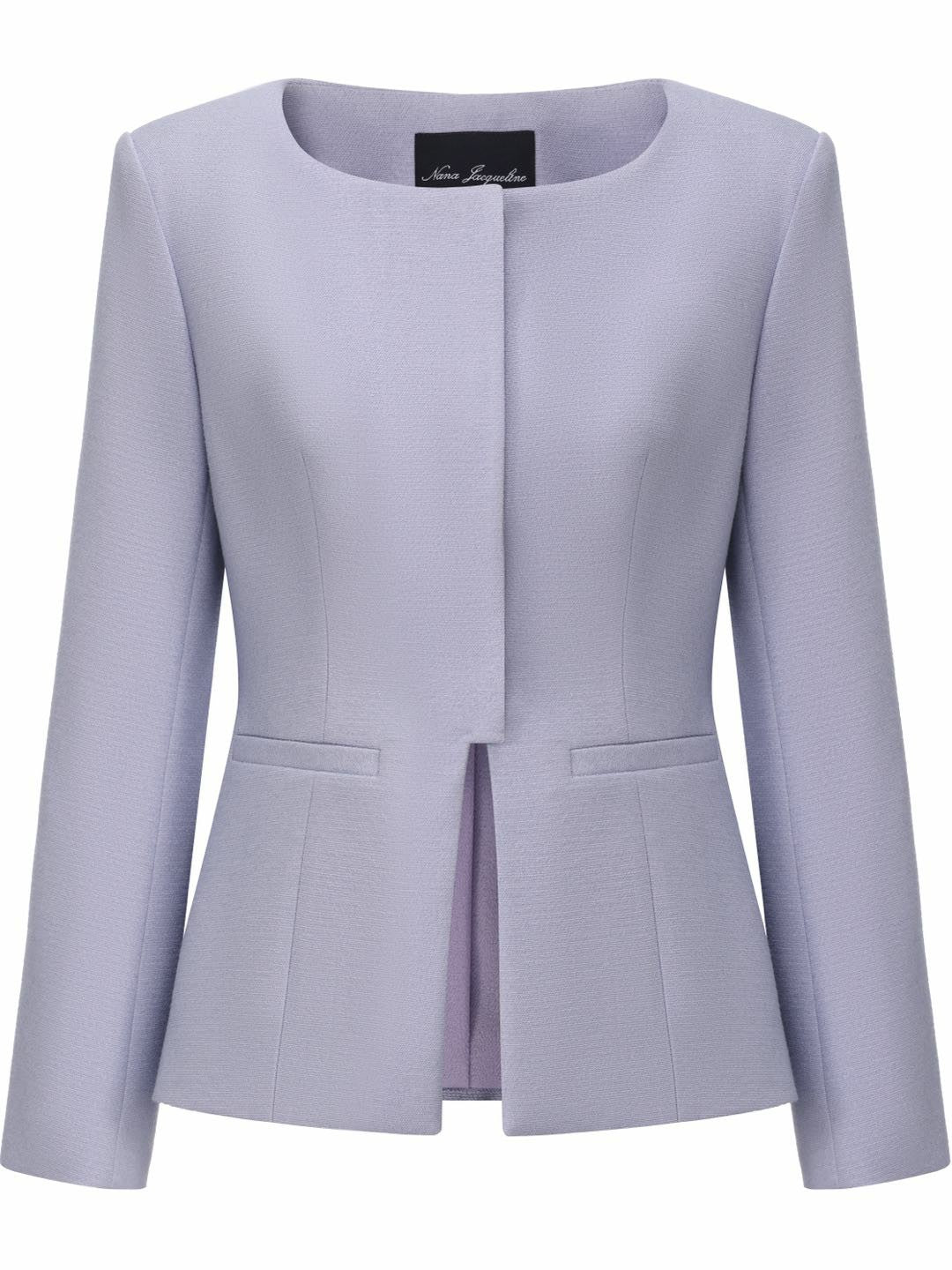 Natalia Tailored Hidden-Placket Purple Blazer: Purple Blazer for Garden Party | Nana Jacqueline