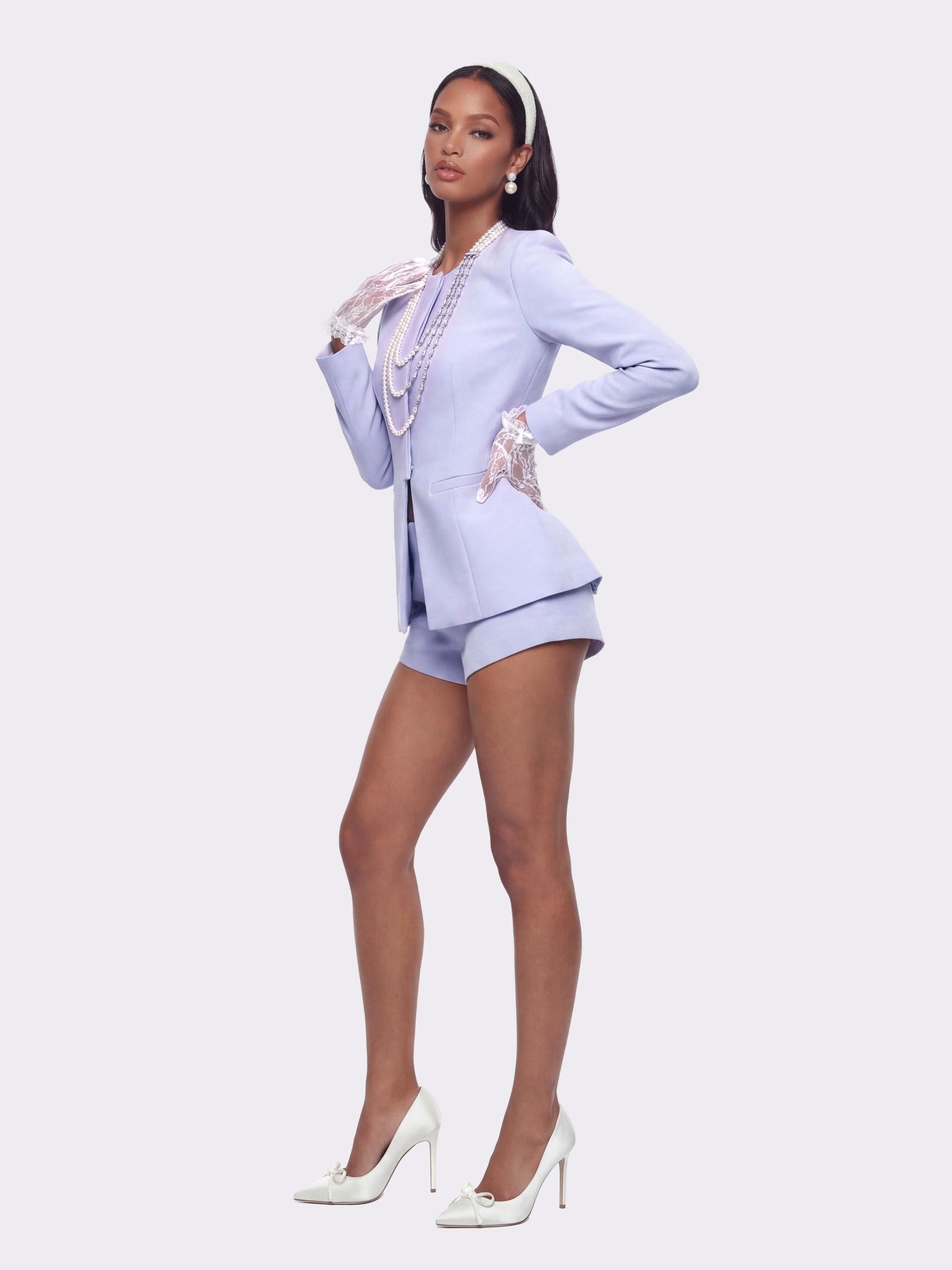 Natalia Tailored Hidden-Placket Purple Blazer: Purple Blazer for Garden Party | Nana Jacqueline