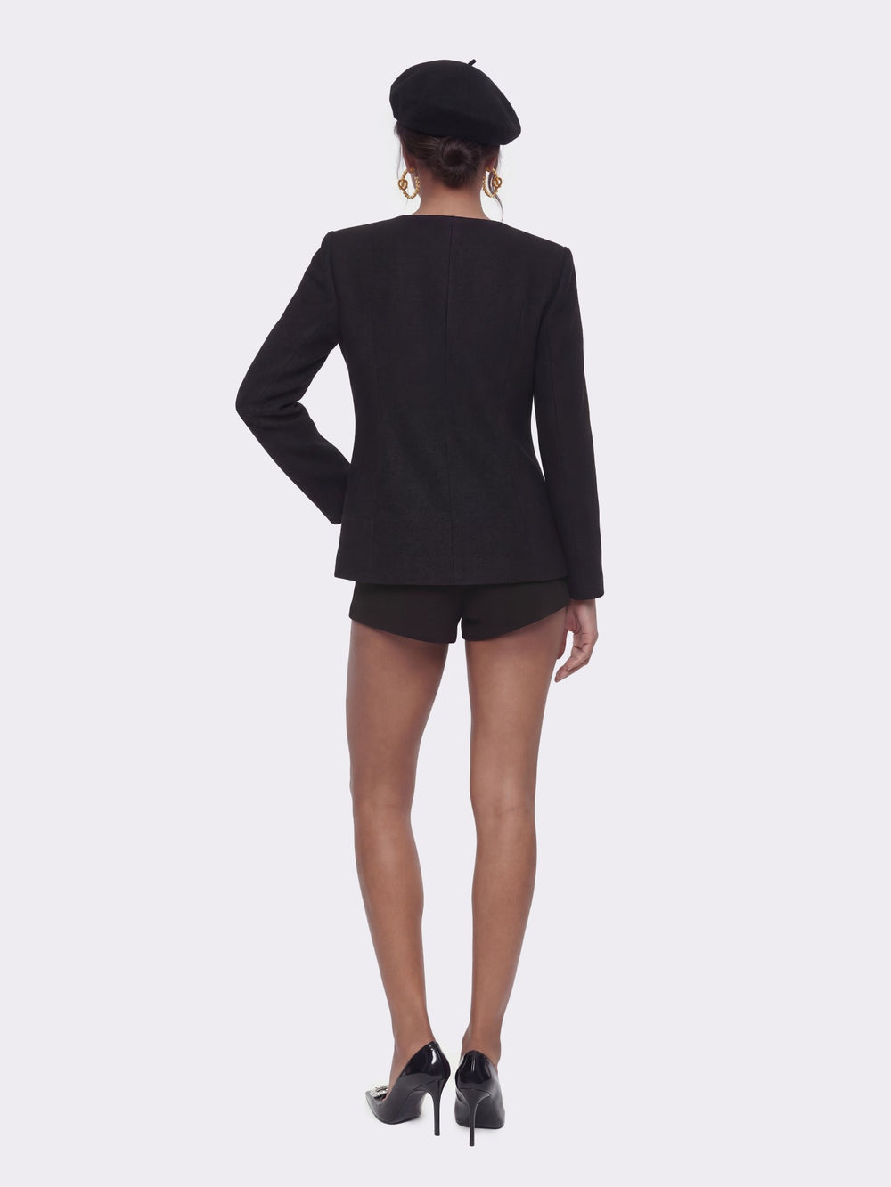 Natalia Tailored Hidden-Placket Black Blazer: Black Blazer for Cocktail Party | Nana Jacqueline