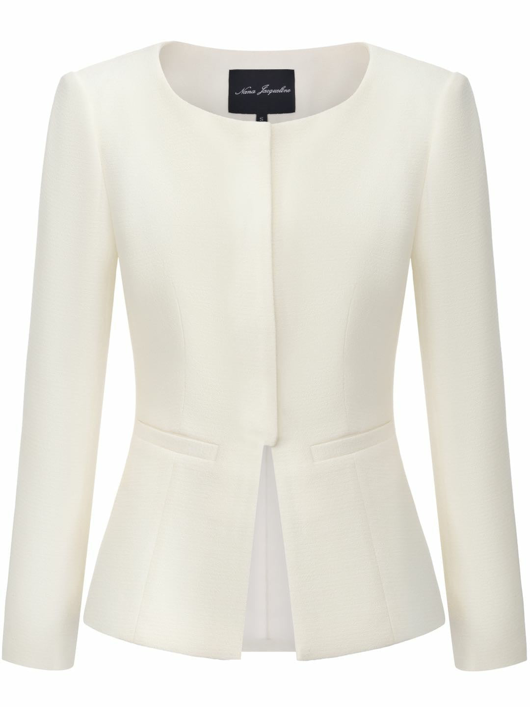 Natalia Tailored Hidden-Placket White Structured Blazer | Nana Jacqueline