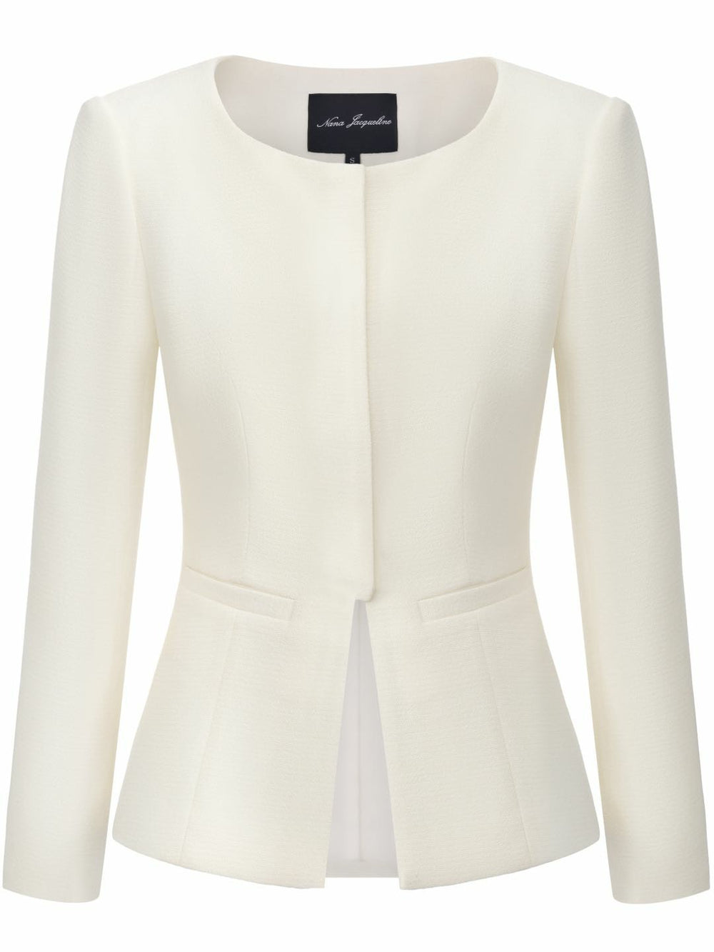 Natalia Tailored Hidden-Placket White Structured Blazer | Nana Jacqueline