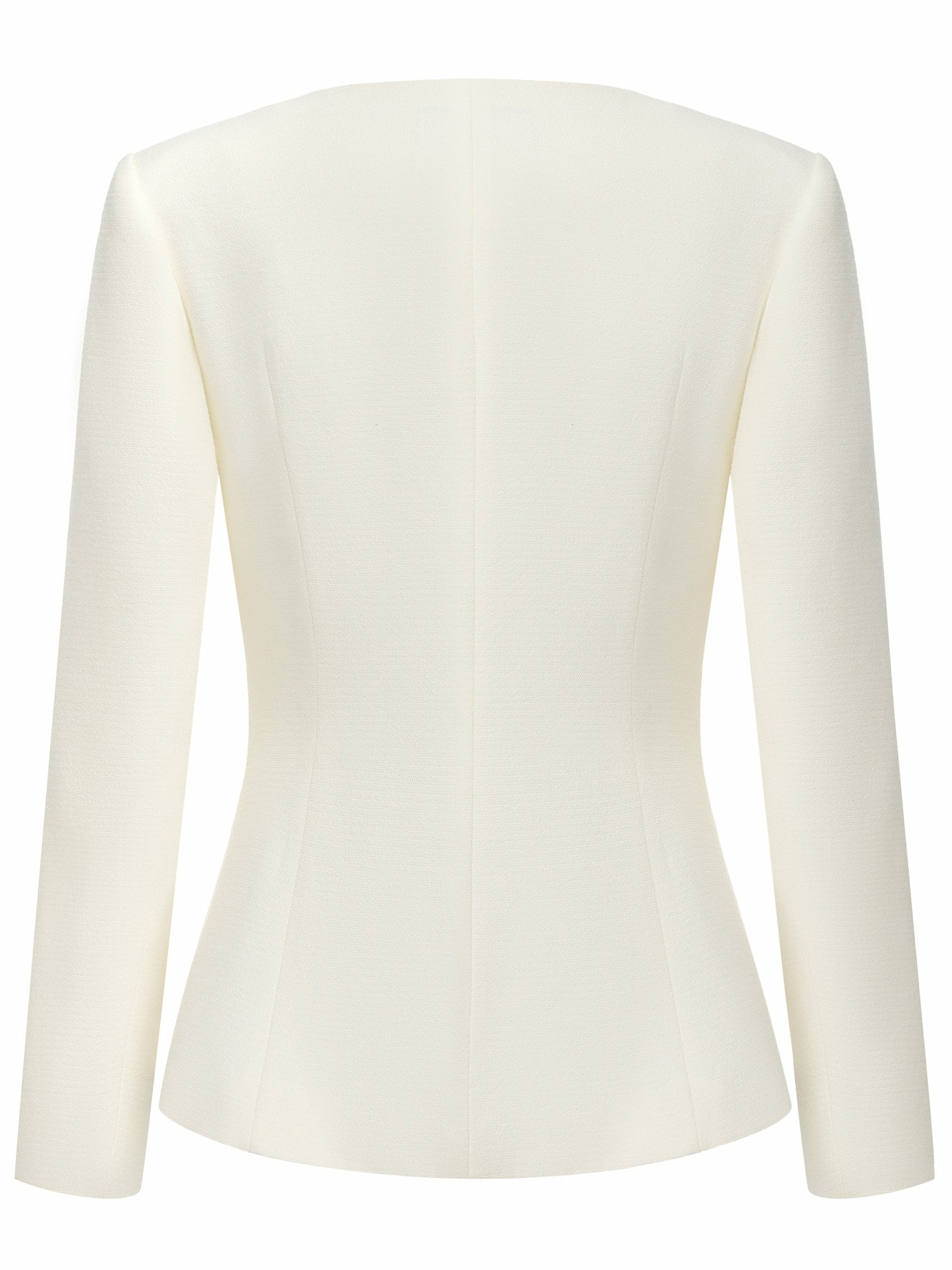 Natalia Tailored Hidden-Placket White Structured Blazer | Nana Jacqueline