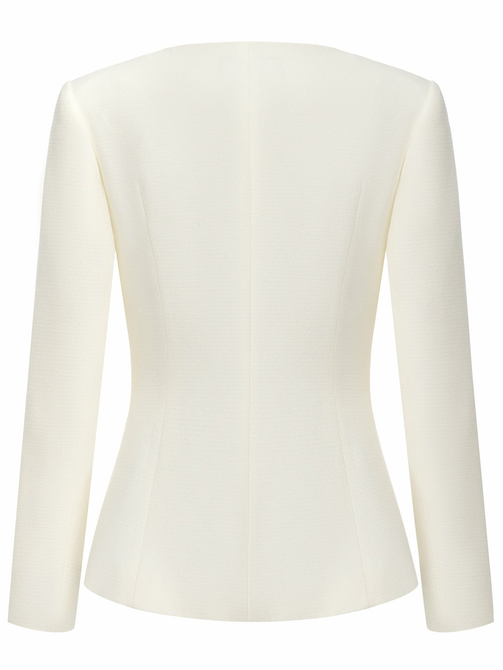 Natalia Tailored Hidden-Placket White Structured Blazer | Nana Jacqueline