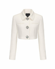 Tatiana Crop Blazer: White Blazer for Bridal Shower | Nana Jacqueline