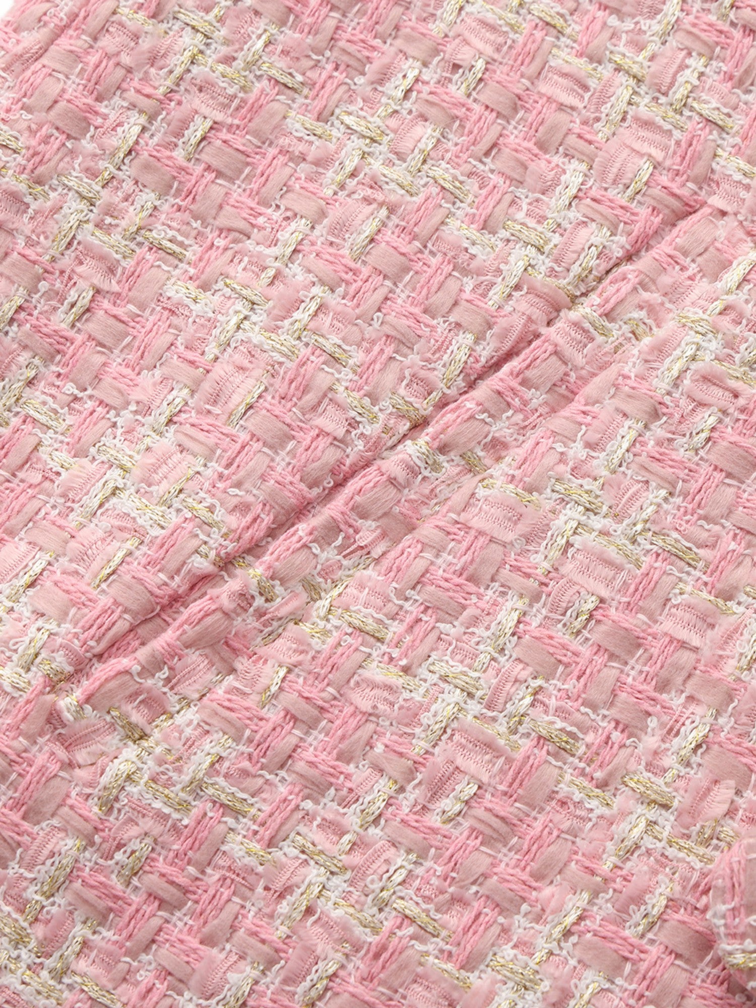 Bianca Tweed Bow Pink Double-Breasted Coat: Pink Coat for Bridal Shower | Nana Jacqueline