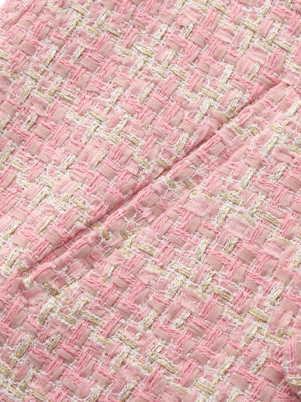 Bianca Tweed Bow Pink Double-Breasted Coat: Pink Coat for Bridal Shower | Nana Jacqueline