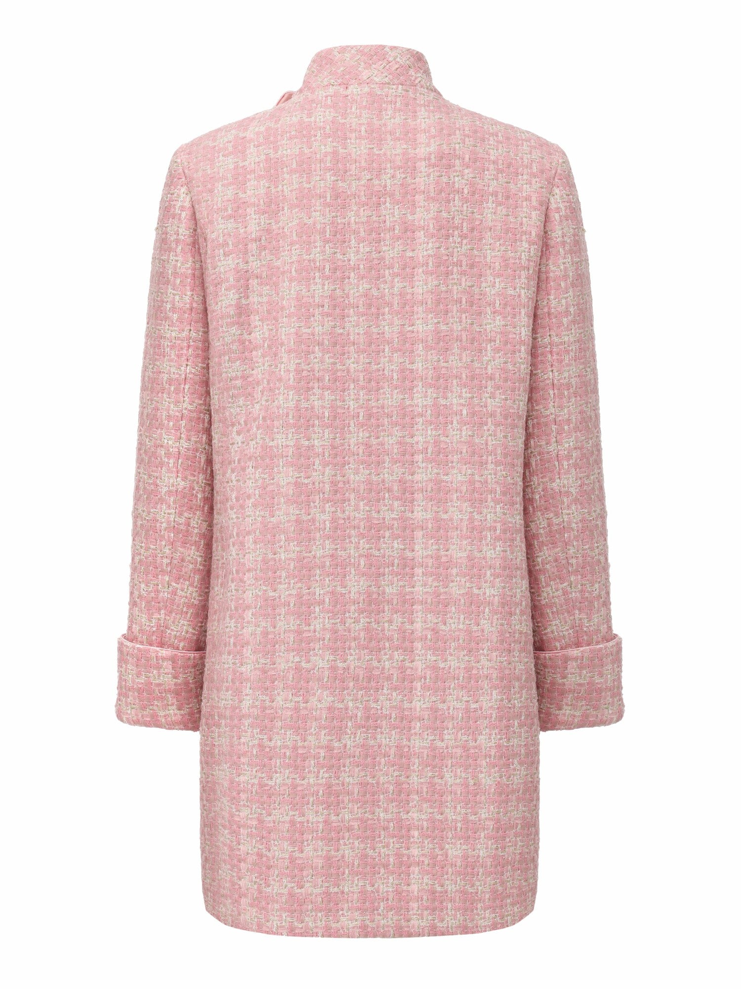 Bianca Tweed Bow Pink Double-Breasted Coat: Pink Coat for Bridal Shower | Nana Jacqueline
