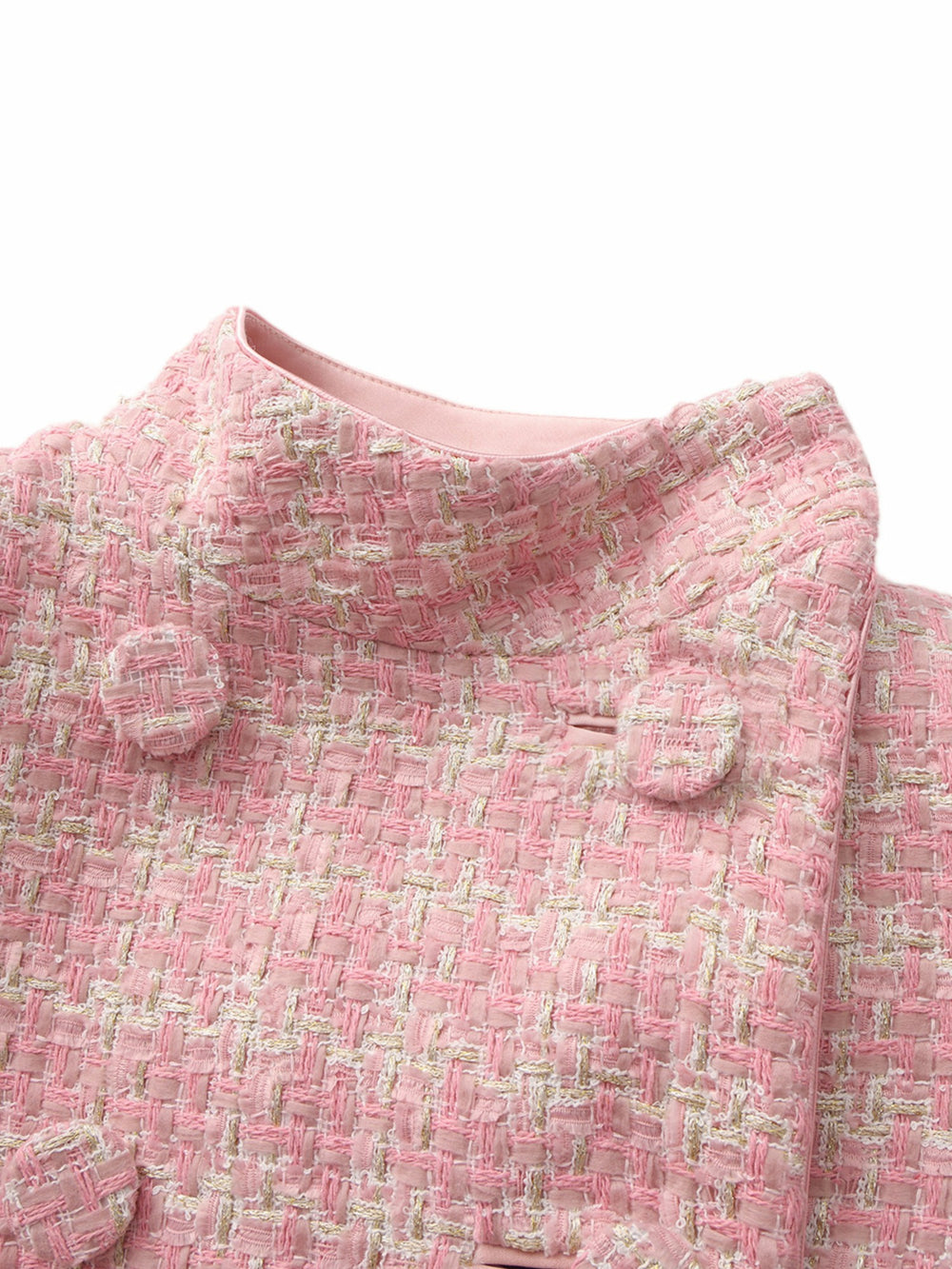 Bianca Tweed Bow Pink Double-Breasted Coat: Pink Coat for Bridal Shower | Nana Jacqueline