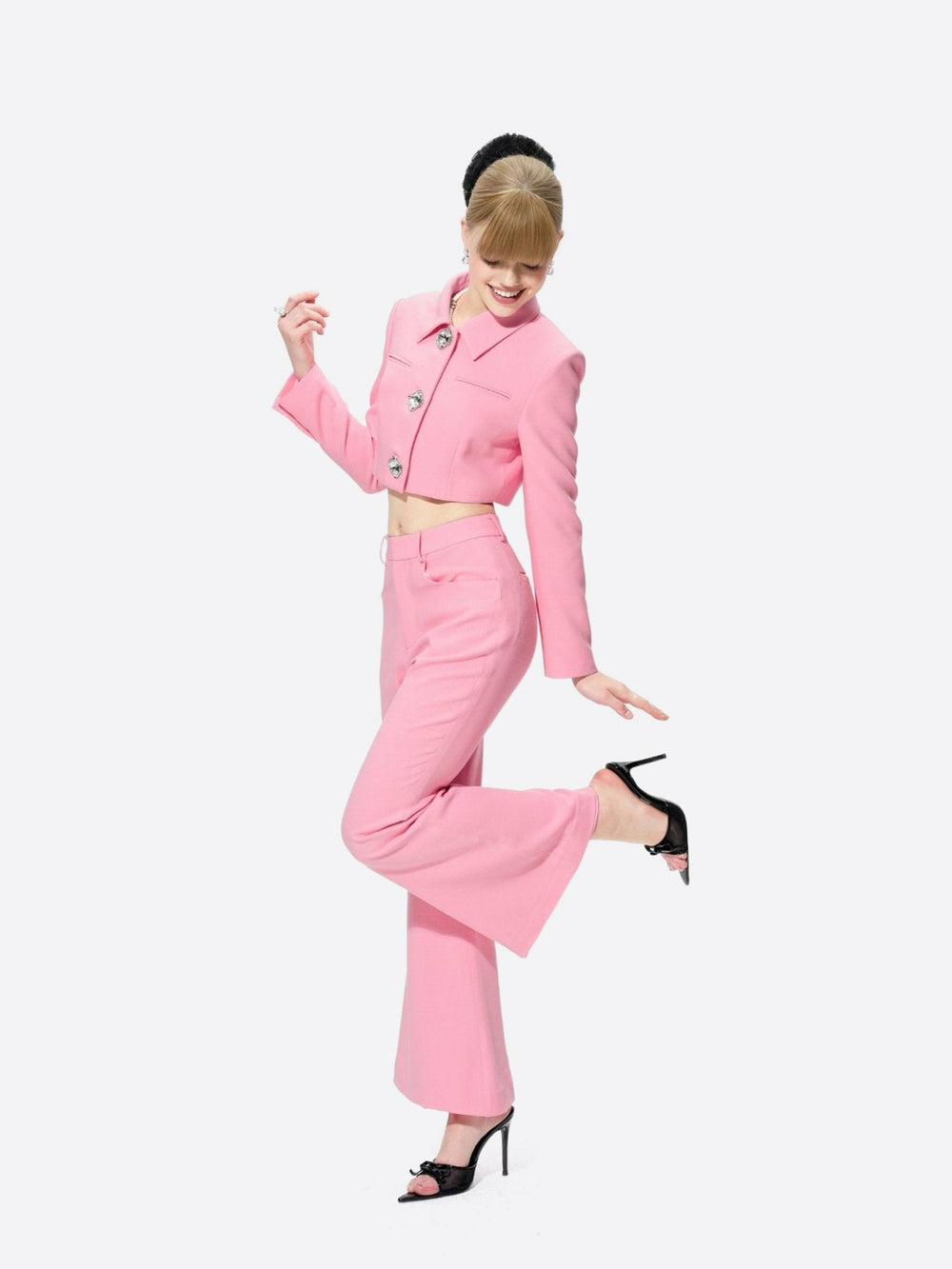 Tatiana Crop Blazer: Pink Blazer for Birthday Celebration | Nana Jacqueline