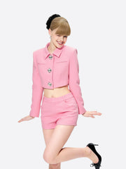 Tatiana Crop Blazer: Pink Blazer for Birthday Celebration | Nana Jacqueline