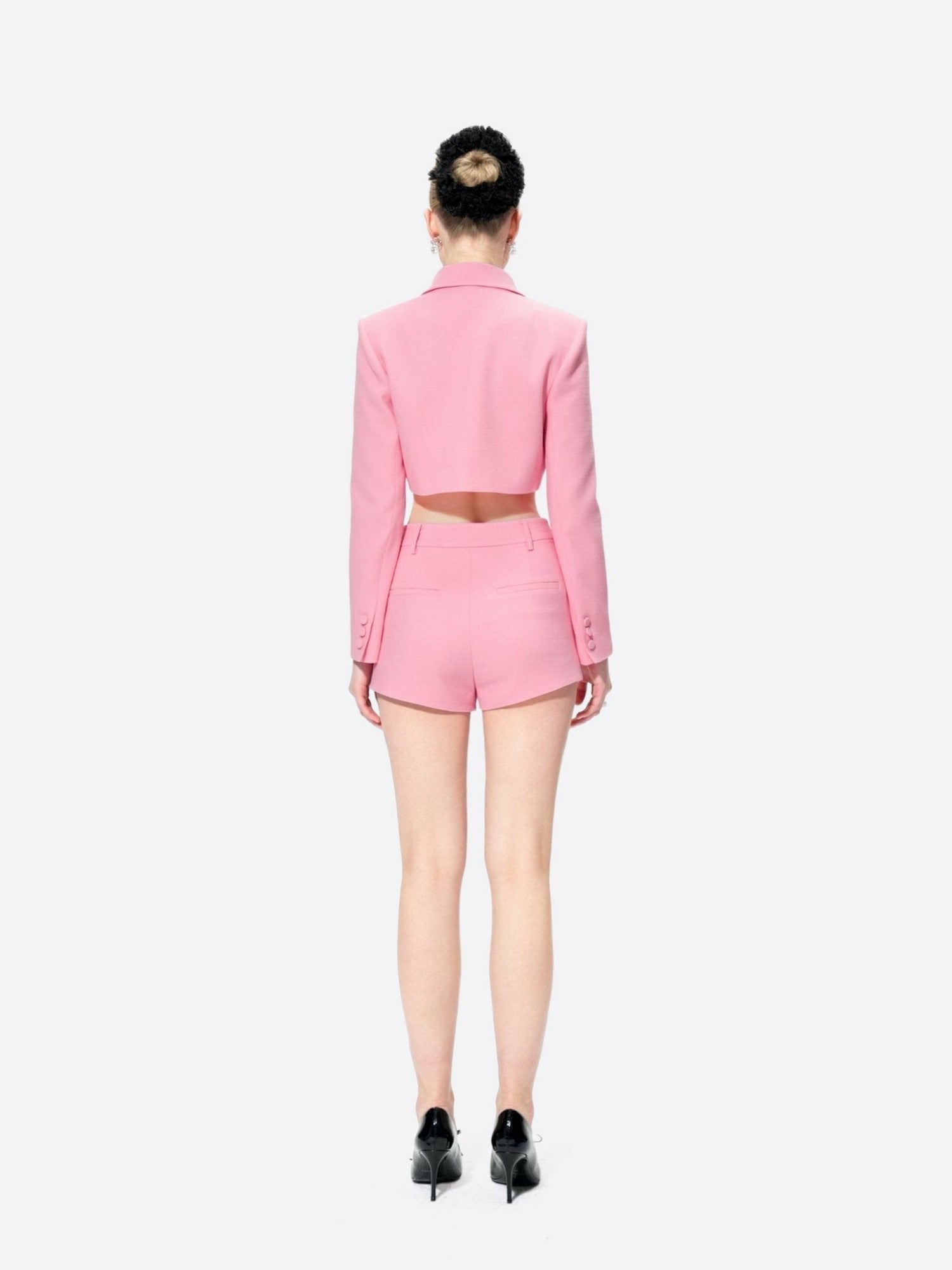 Tatiana Crop Blazer: Pink Blazer for Birthday Celebration | Nana Jacqueline