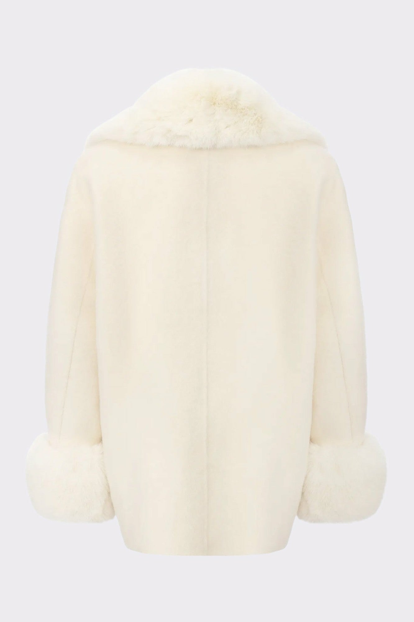 Althea Faux Fur Collar Cocoon Coat: White Coat for Winter Party | Nana Jacqueline